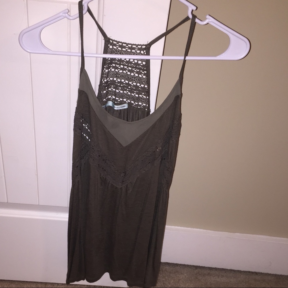 Army green lace detail tank